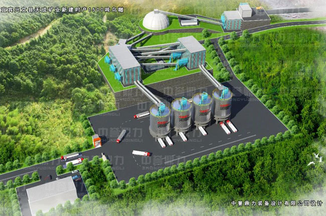 興文縣天成礦業有限公司時產1500噸環保智能化骨料生產線鳥瞰圖
